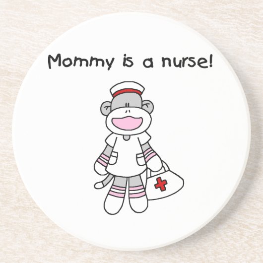 Sock Monkey Mama Nurse T-shirts en geschenken Zandsteen Onderzetter (Voorkant)