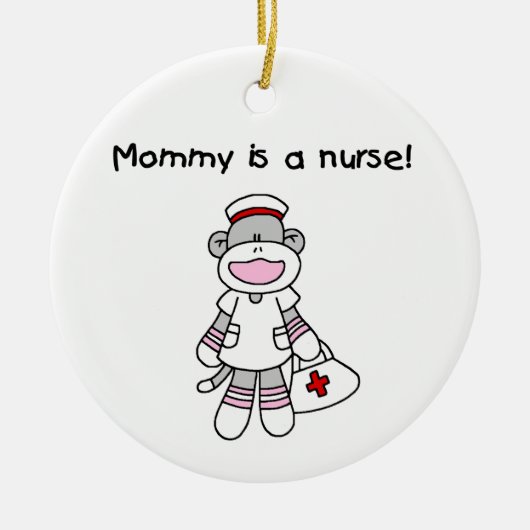 Sock Monkey mammie verpleegt T-shirts en cadeautje Keramisch Ornament (Voorkant)