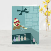 Sock Monkey Martini Bar Kaart (Gele Bloem)