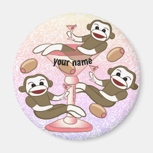 Sock Monkey Martini Magneet