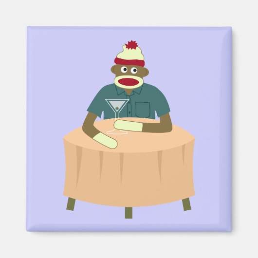 Sock Monkey Martini Nachtclub Magneet (Voorkant)