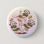 Sock Monkey Martini Ronde Button 5,7 Cm (Voorkant)