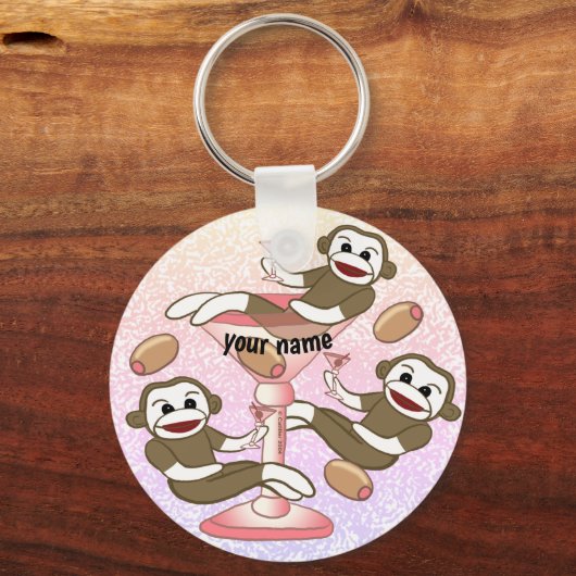 Sock Monkey Martini Sleutelhanger (Voorkant)