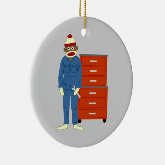 Sock Monkey Mechanic Ornament (Rechts)