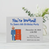 Sock Monkey Mechanic Party-uitnodigingen Kaart (Staand voorkant)