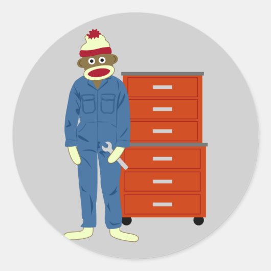 Sock Monkey-mechanisme Ronde Sticker (Voorkant)