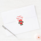 Sock Monkey "MENSEN SMAKEN ALS KIP" Ronde Sticker (Envelop)
