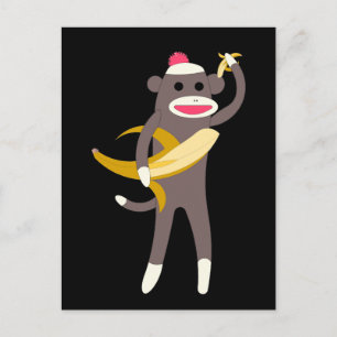 Sock Monkey met Banana Swords Briefkaart