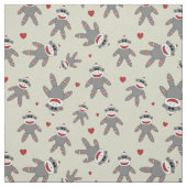 Sock Monkey met harten op tan Stof (Swatch)