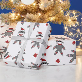 Sock Monkey met kerstkerstkerstFeestdagen Cadeaupapier