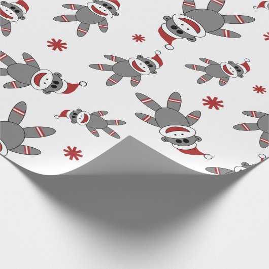 Sock Monkey met kerstkerstkerstFeestdagen Cadeaupapier (Hoek)