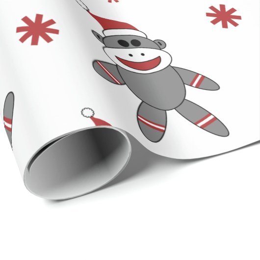 Sock Monkey met kerstkerstkerstFeestdagen Cadeaupapier (Rol Hoek)