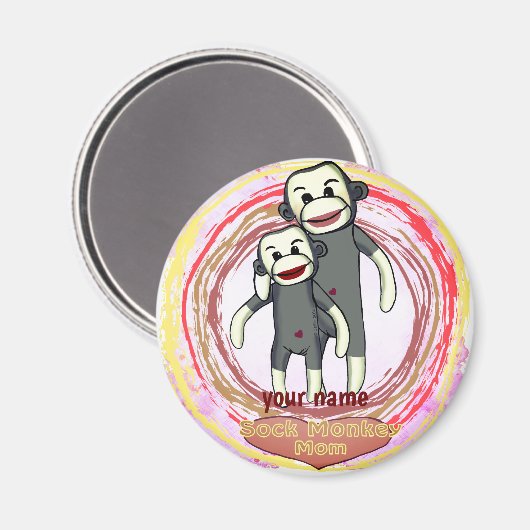 Sock Monkey Mom magneet (Voorkant / Achterkant)