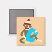 Sock Monkey Monogram Boy C Magneet (Voorkant / Achterkant)