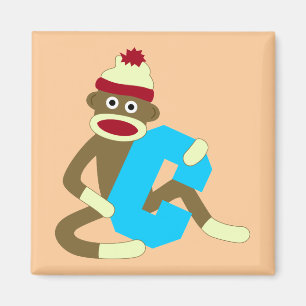 Sock Monkey Monogram Boy C Magneet