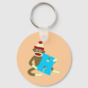 Sock Monkey Monogram Boy H Sleutelhanger