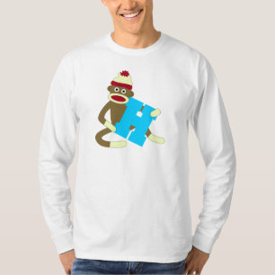 Sock Monkey Monogram Boy H T-shirt