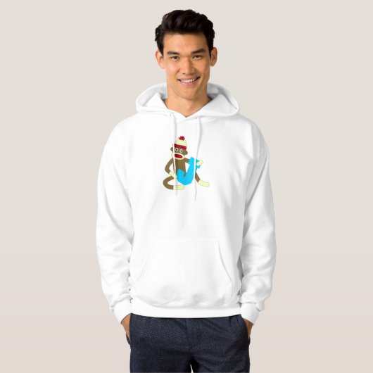 Sock Monkey Monogram Boy J Hoodie (Voorkant volledig)