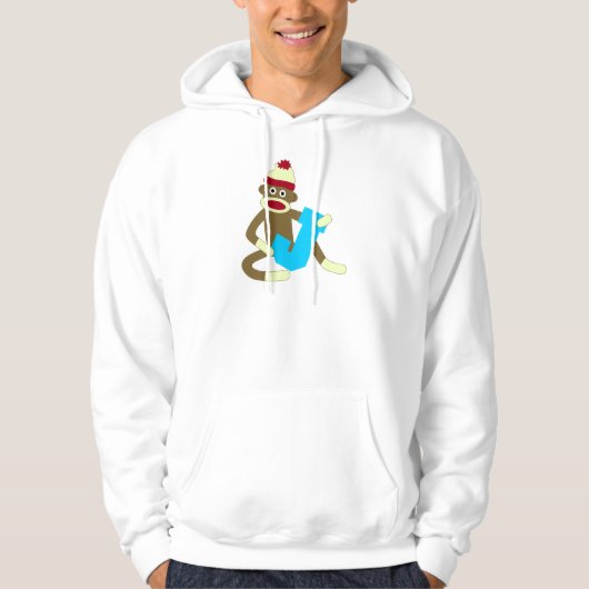 Sock Monkey Monogram Boy J Hoodie (Voorkant)