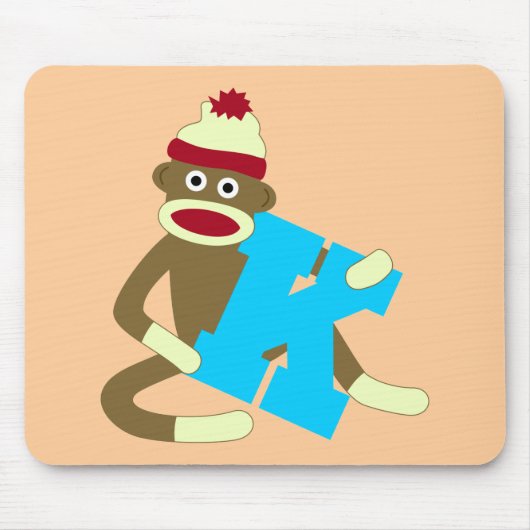 Sock Monkey Monogram Boy K Muismat (Voorkant)