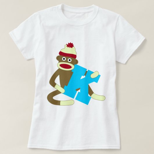 Sock Monkey Monogram Boy K T-shirt (Design voorkant)