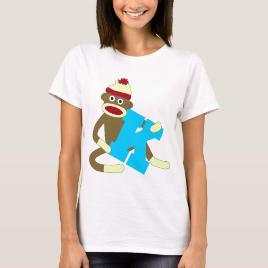 Sock Monkey Monogram Boy K T-shirt (Voorkant)