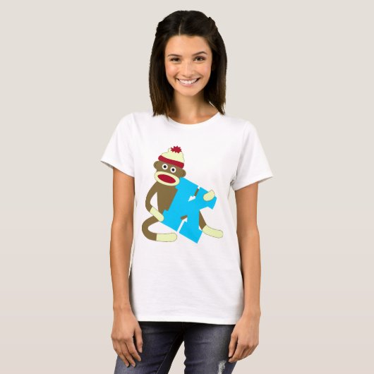 Sock Monkey Monogram Boy K T-shirt (Voorkant volledig)