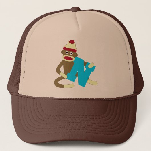 Sock Monkey Monogram Boy N Trucker Pet (Voorkant)