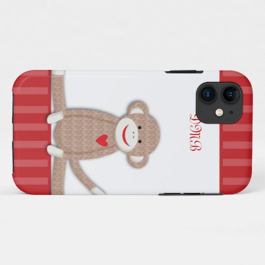 Sock Monkey Monogram iPhone 5 Hoesje (Achterkant (horizontaal))