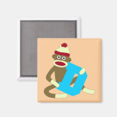 Sock Monkey Monogram Jongen D Magneet (Voorkant / Achterkant)