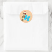 Sock Monkey Monogram Jongen M Ronde Sticker (Tas)