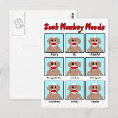 Sock Monkey Moods Briefkaart (Voorkant / Achterkant)