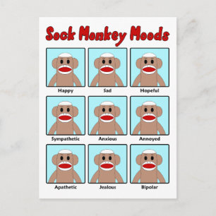 Sock Monkey Moods Briefkaart