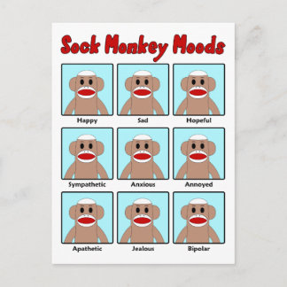 Sock Monkey Moods Briefkaart