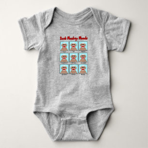Sock Monkey Moods, gekleurd Romper