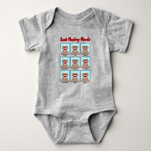 Sock Monkey Moods, gekleurd Romper (Voorkant)