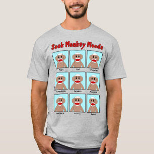 Sock Monkey Moods, gekleurd T-shirt