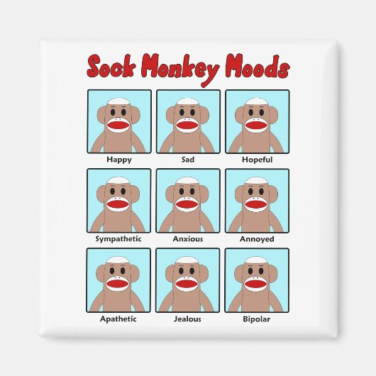 Sock Monkey Moods Magnet (Voorkant)