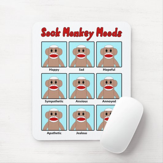 Sock Monkey Moods Mousepad Muismat (Met muis)