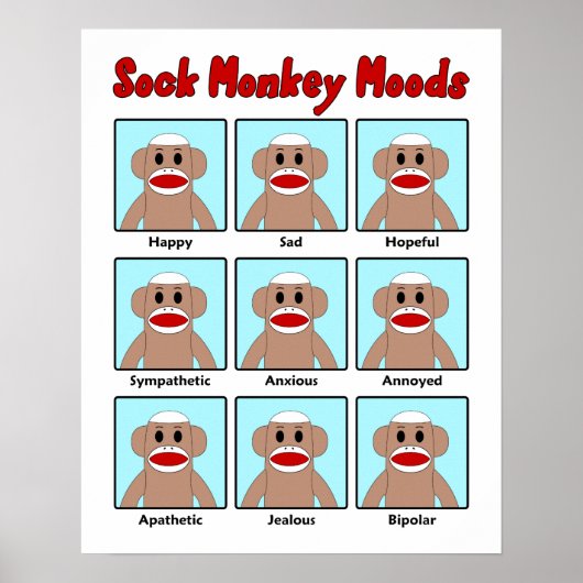 Sock Monkey Moods Poster (Voorkant)