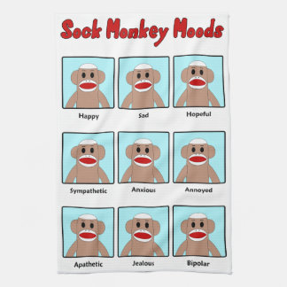 Sock Monkey Moods Theedoek