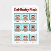 Sock Monkey Moods Wenskaart Kaart (Voorkant)