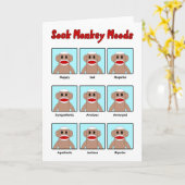 Sock Monkey Moods Wenskaart Kaart (Gele Bloem)