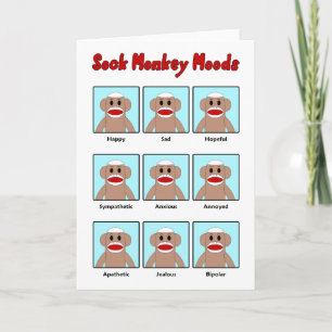 Sock Monkey Moods Wenskaart Kaart