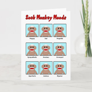 Sock Monkey Moods Wenskaart Kaart