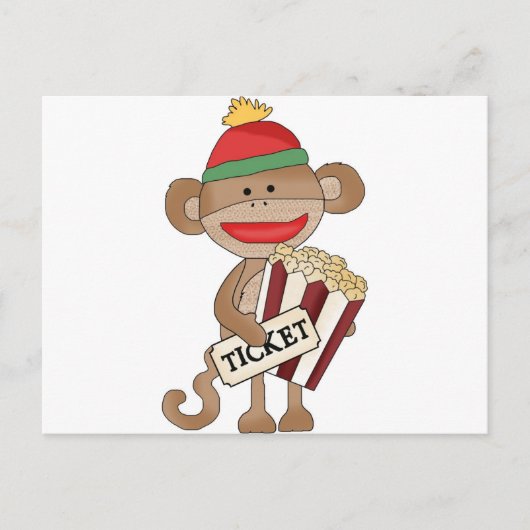Sock Monkey-Movie night Briefkaart (Voorkant)