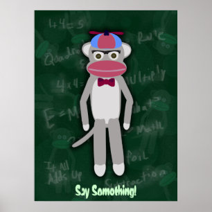 Sock Monkey Nerd Poster