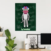  Sock Monkey Nerd Poster (Thuiskantoor)