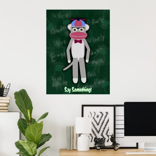 Sock Monkey Nerd Poster (Thuiskantoor)