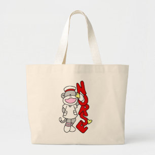 Sock Monkey Neurse T-shirts en cadeautjes Grote Tote Bag